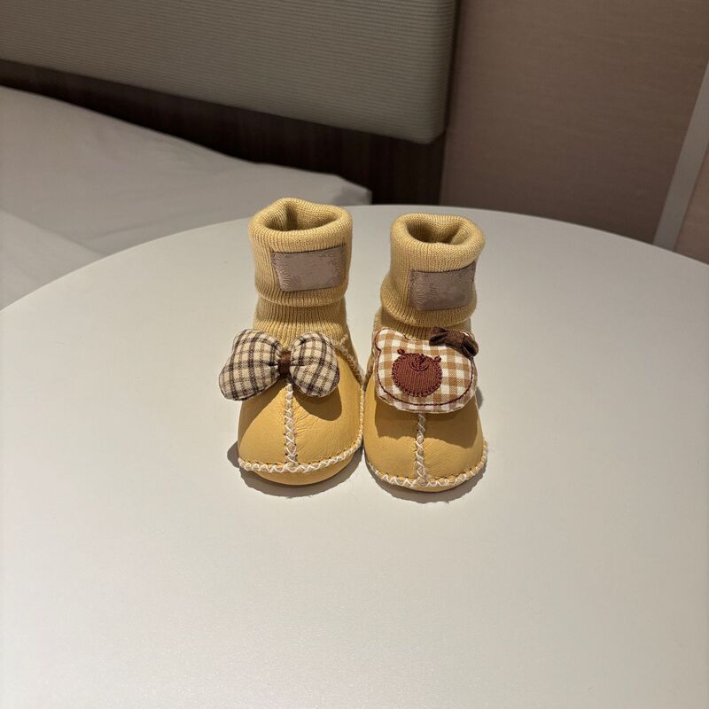 桑坡婴儿棉鞋羊皮毛一体步前鞋袜ins卡通男女宝宝软底毛毛鞋秋冬|undefined