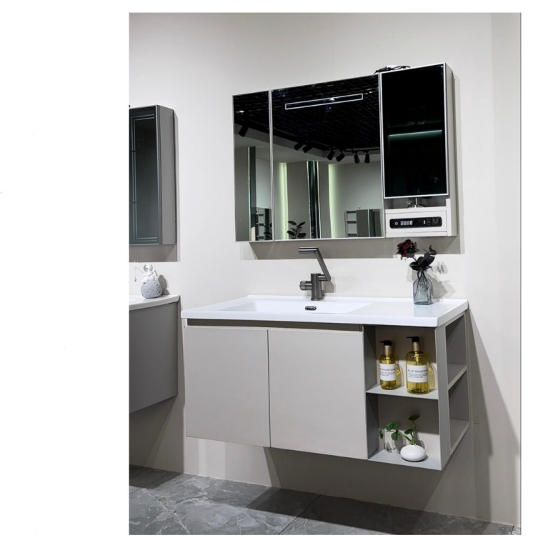 Factory wholesale new smart mirror cabinet wash basin waterproof moisture-proof stainless steel bathroom cabinet with side storage hanging cabinet