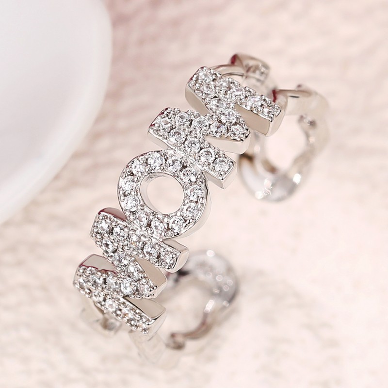 6g Weight Zircon Inlay Material Open Rings Classification Adjustable Ring Size 1 Piece Quantity Daily, Street Occasion Copper Material Letter, Heart Shape Pattern Women's Gender Inlay Design Shiny Style Shiny Letter Heart Shape Copper Inlay Zircon Open Rings 10