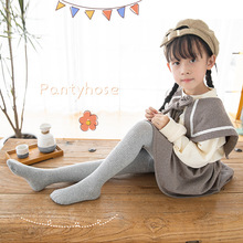儿童连裤袜春秋新款打底裤韩版纯色显瘦双针中小童裤白色连裤袜子