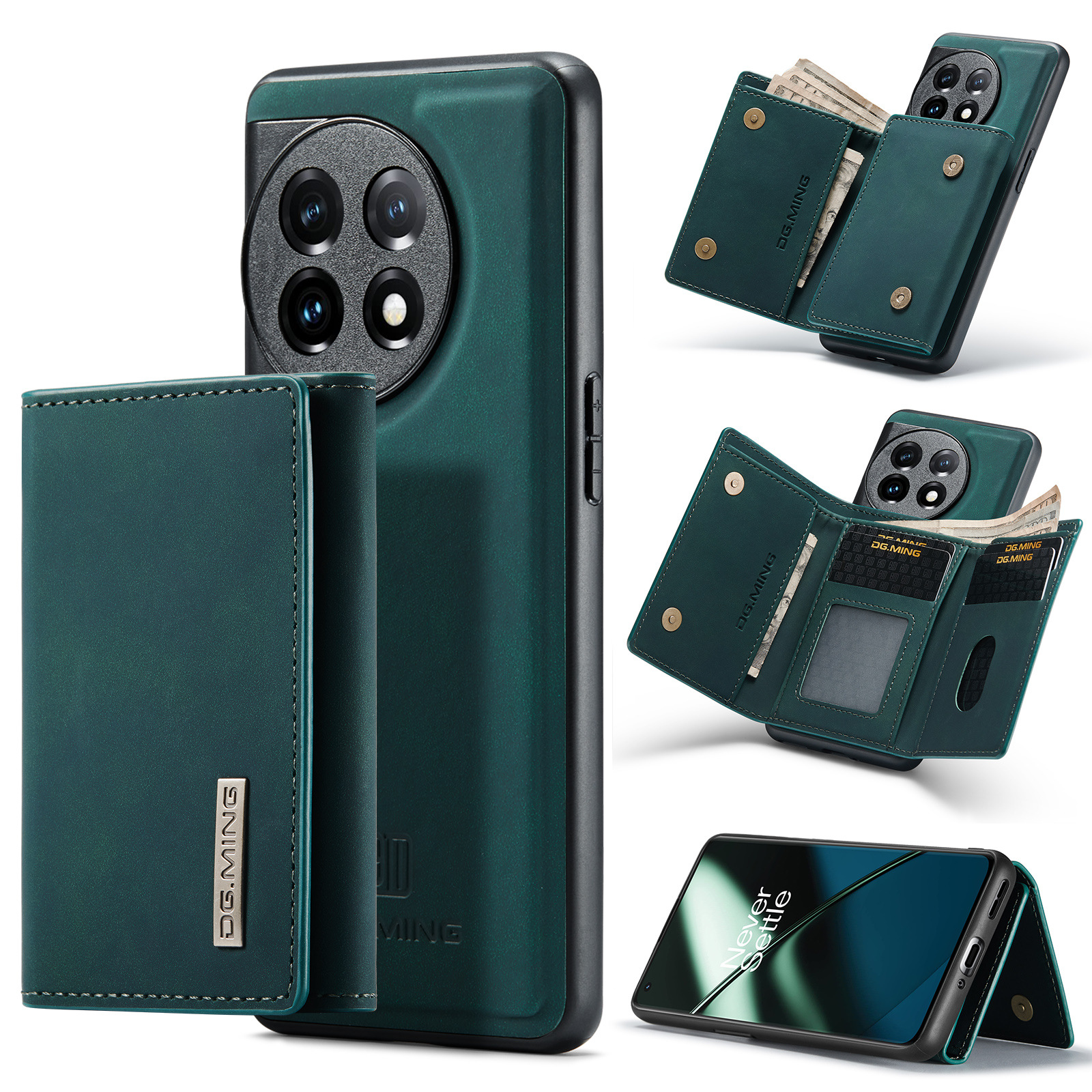 M1 per One Plus 1+11 Custodia protettiva magnetica con portafoglio One Plus 1+10 Pro Custodia in pelle 2 in 1 per telefono diviso_voghion.com