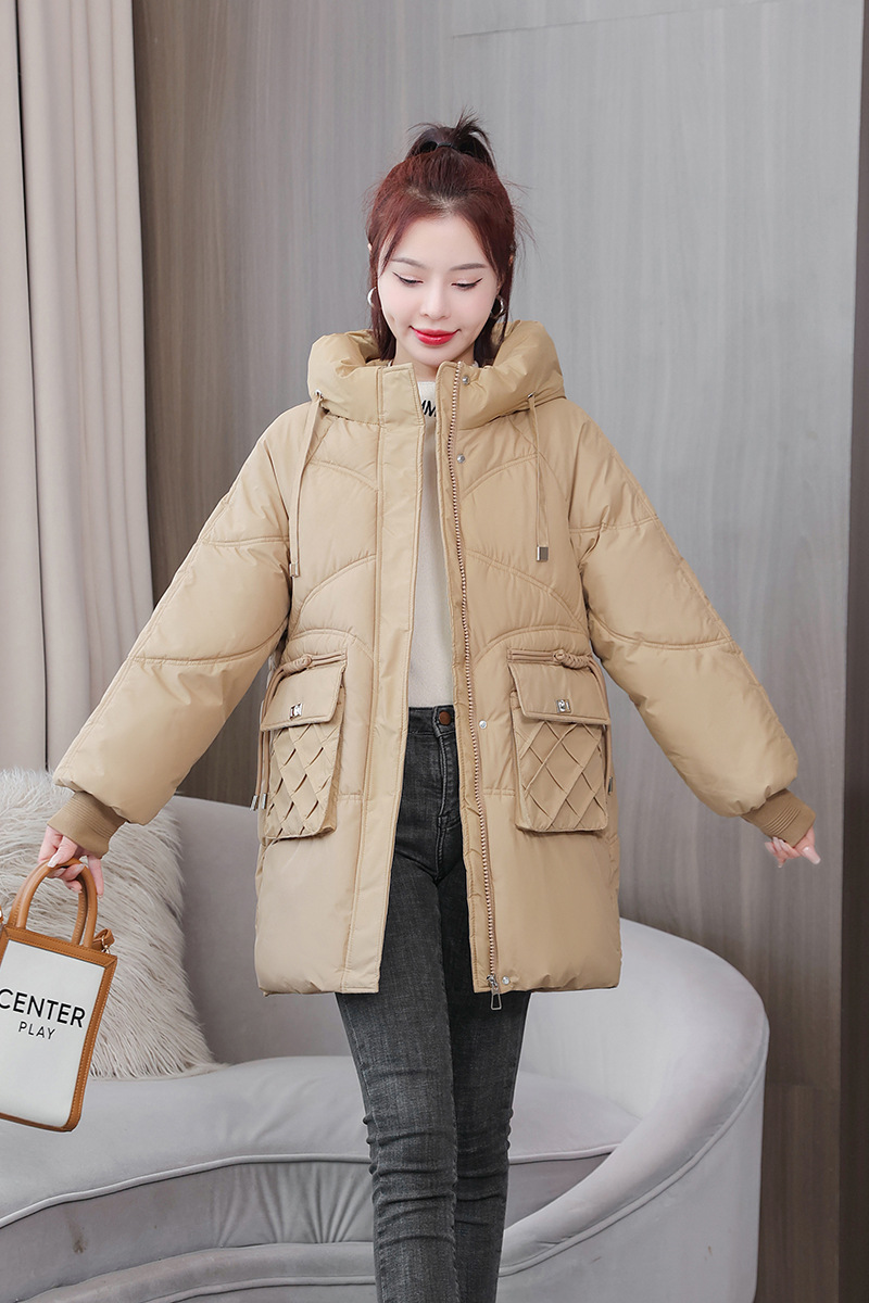 2025 nuevo otoño y invierno coreano plumón chaqueta de algodón para mujeres largo y grueso chaqueta de algodón para mujeres suelta chaqueta de pan de algodón de tamaño grande