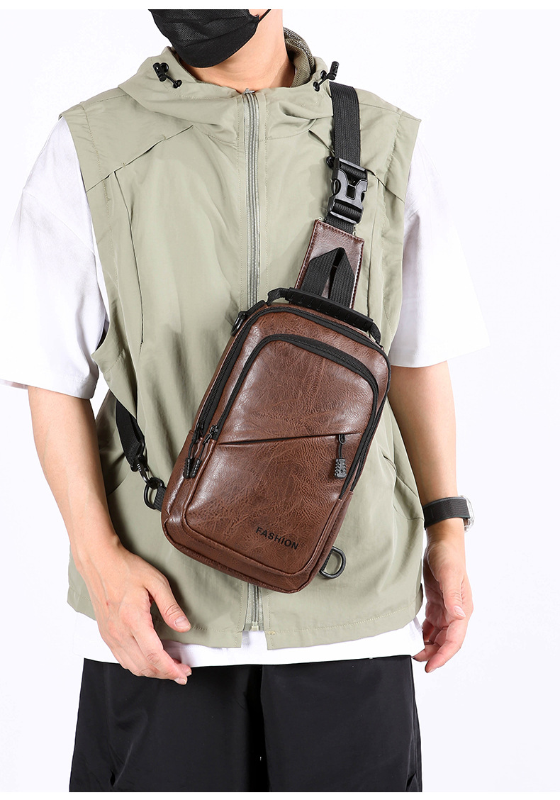 Foreign trade casual men's chest bag, password lock anti-theft motorcycle crossbody bag, outdoor simple commuting large capacity single-shoulder bag undefined