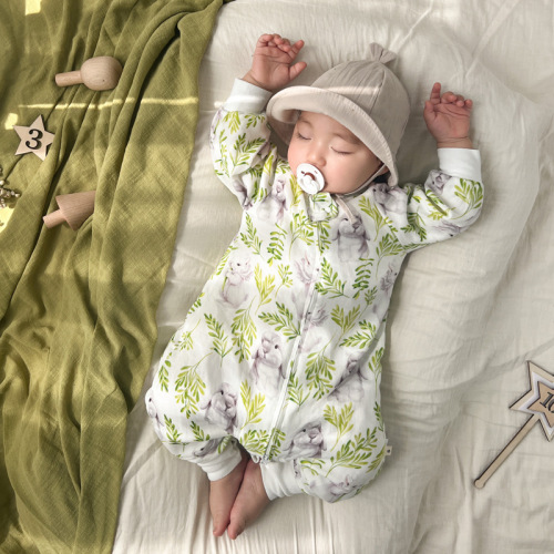 ins baby gauze sleeping bag one-piece pajamas Category A children's split-leg sleeping bag spring, autumn and summer baby anti-kick quilt four seasons
