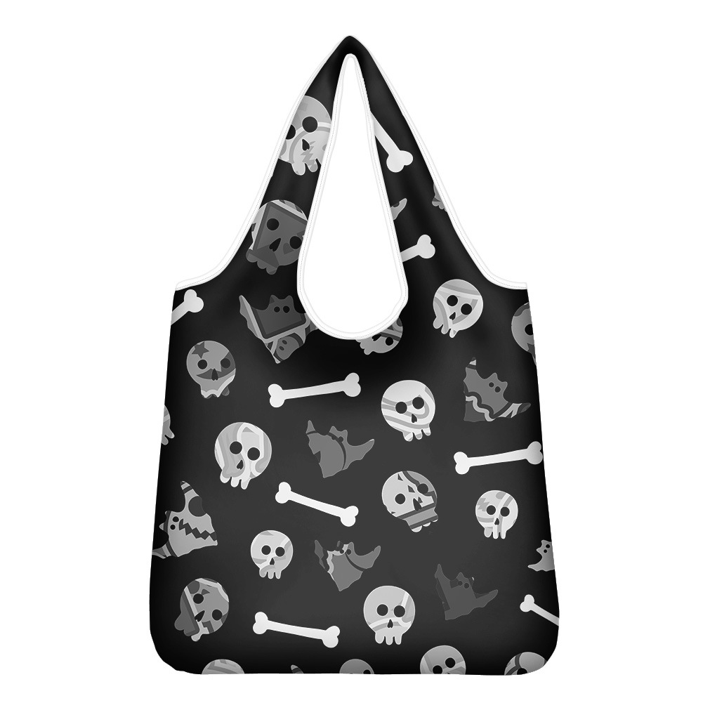 骷髅骨头城堡印花万圣节鬼节系列主题手提袋购物袋跨境可供可代发