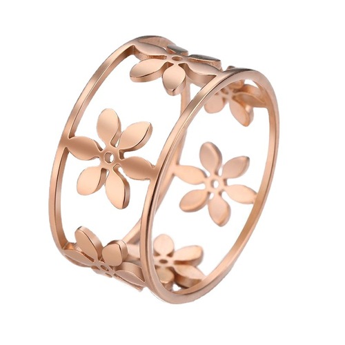 European and American fashionable fashion rings Amazon simple fashion temperament flower petals hollow ring for women