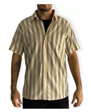 Amazon nuevos hombres de la moda de manga corta a rayas camisa de solapa de primavera y otoño camisa fuente de fábrica