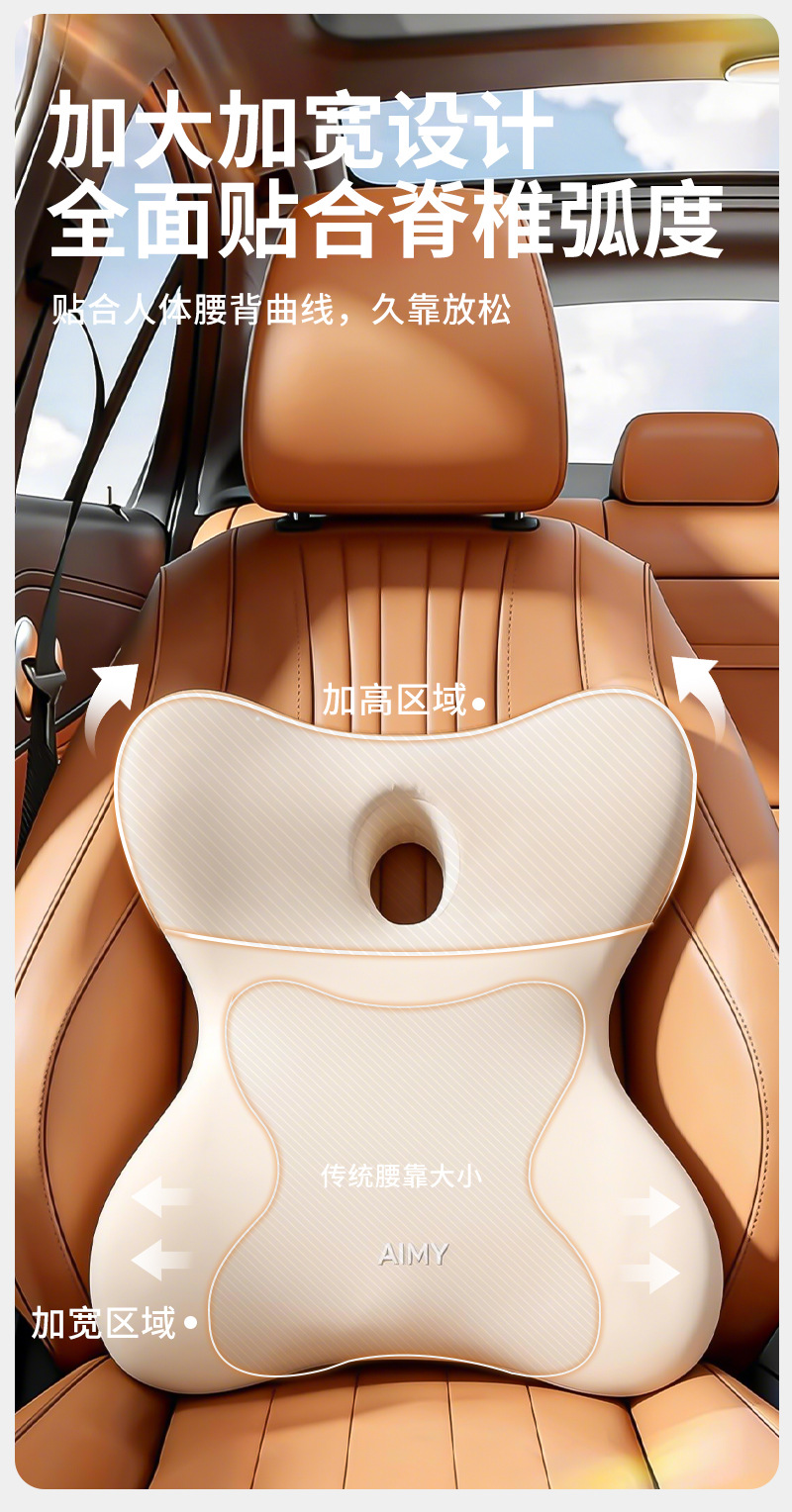 Factory-Made Memory Foam Lumbar Support Cushion for Car and Office, Long-Term Sitting Comfort, Slow Rebound Tailbone Pressure Relief Pad