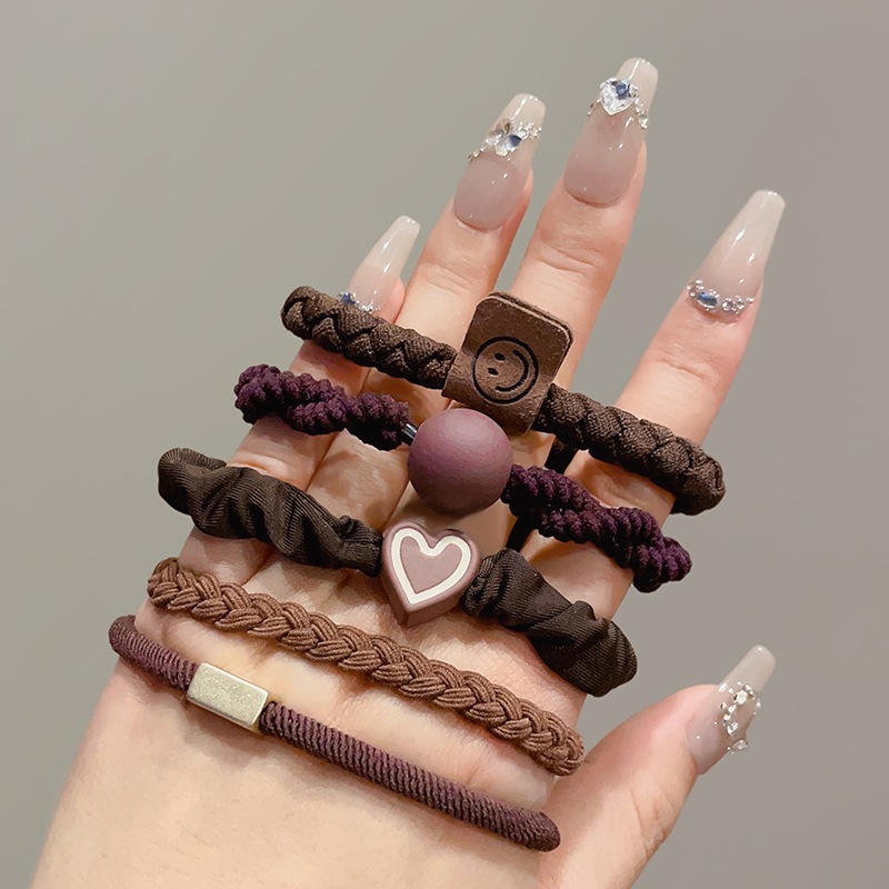 Otoño y invierno curry lindos osos anillo de cabello simple de alta calidad cuerda de cabello alta elástica no es fácil de romper no lastimar adornos de cabello de cabello