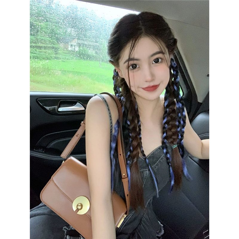 Trenza de peludo para niños Trenza de boxeo dulce y fresca Trenza de doble cola de caballo simulación Trenza de giro tipo correa Trenza de espina de pescado Trenza sucia de chica caliente