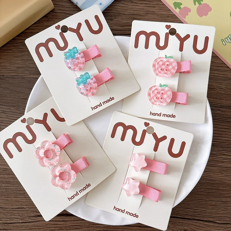 Свежая фуксия, прозрачная, детская клубника, мультяшная, маленькие универсальные заколки для волос, широкая цветовая палитра