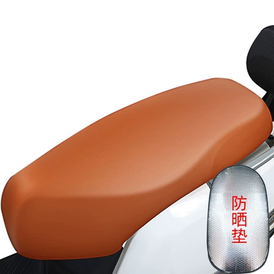Battery car electric car seat Electric car cushion - size-universal-elastic-leather-cover-brown-heat-insulation-pad-1