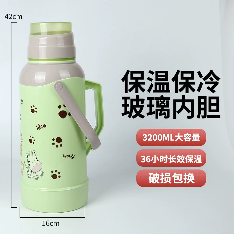 Capacious thermos for elementary school students for home use, glass liner