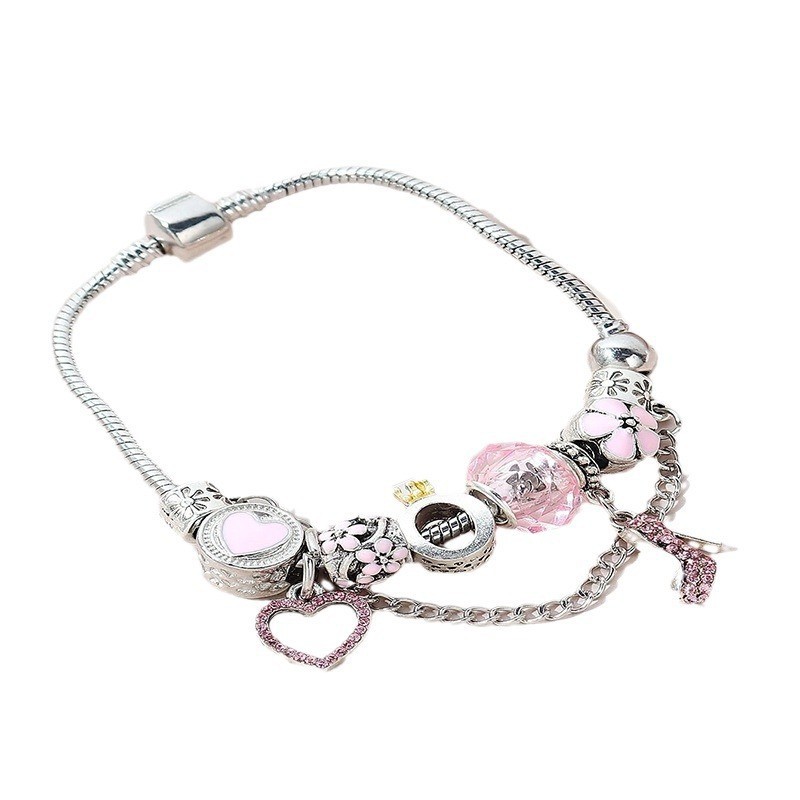 Panjia pulsera Dora DIY cuentas explosivas transfronterizas tacones altos colgantes bordados accesorios de pétalos de amor pulsera de cobre