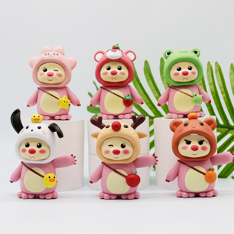 (2개) 한국 여행 버전 루비 블라인드 박스 주변 소녀 선물 귀여운 핑크 비버 인형 손으로 만든 장식품 선물