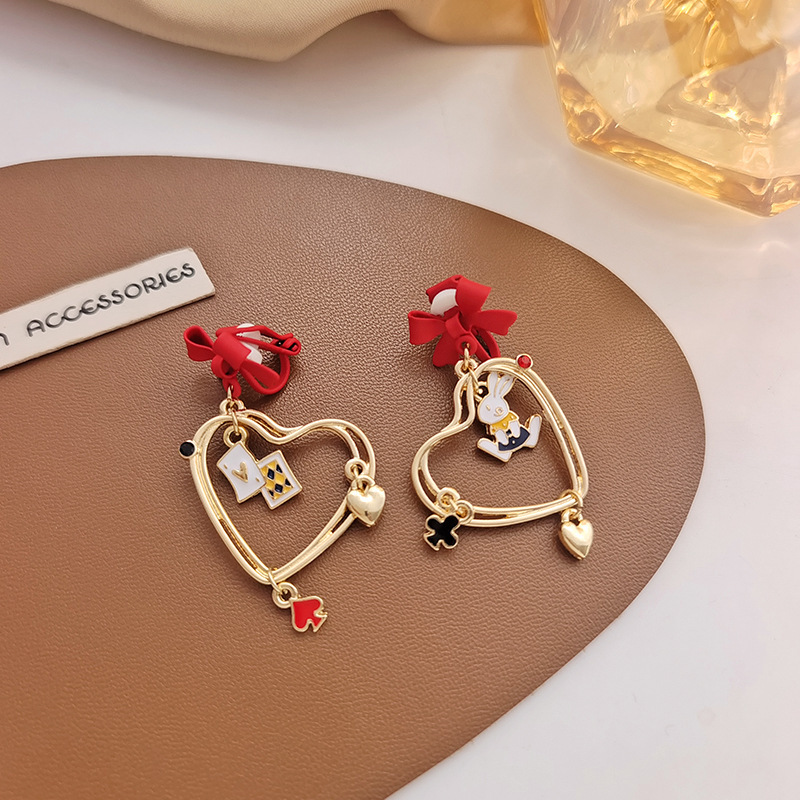 1 Pair Commute Heart Shape Enamel Alloy Drop Earrings display picture 2