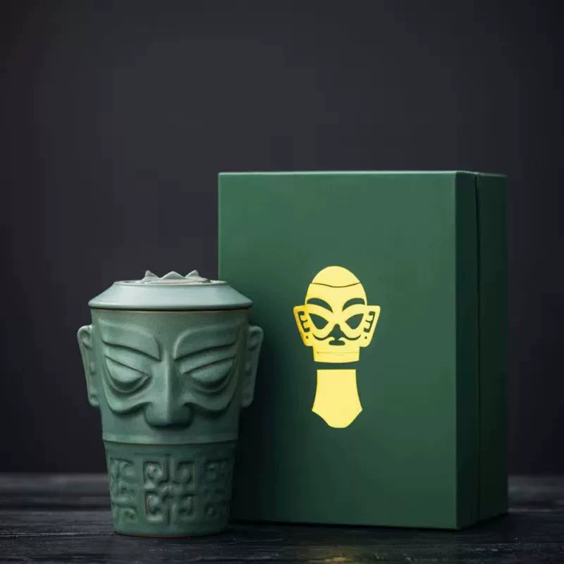 Чашка для чая (Sanxingdui) керамическая, сувенир с подарочной коробкой для офиса и путешествий