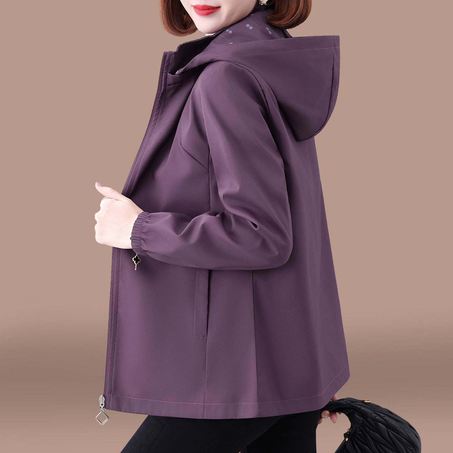 Jacket Coat for Women, Spring 2026 New Style, Middle-Aged Mom, Spring and Autumn Fashion, Loose Hooded, Reversible Casual Top