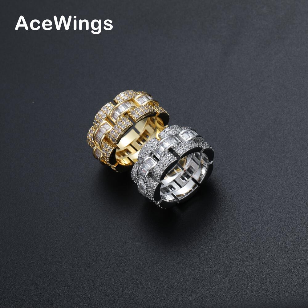 Shoushan Jewelry Three-Layer Zircon European and American Rings Hip-Hop New Staggered Men's Rings Personalized Trendyy Accessories