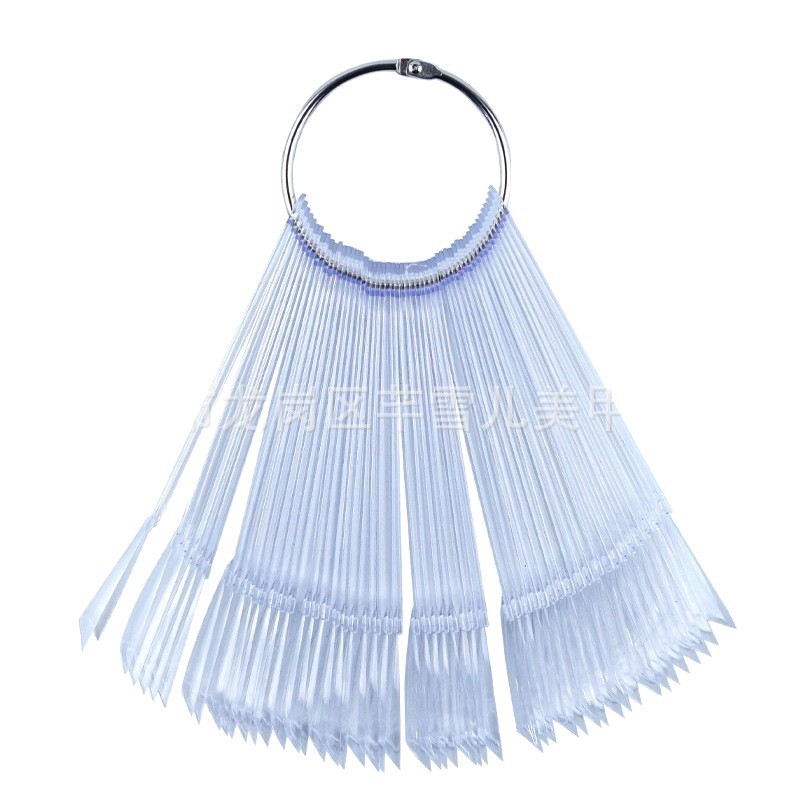 Herramientas de uñas transfronterizas 50 piezas de esmalte de uñas muestra de pegamento de esmalte de uñas, tarjeta de color trapezoidal puntiaguda de cabeza plana, pieza de práctica de uñas