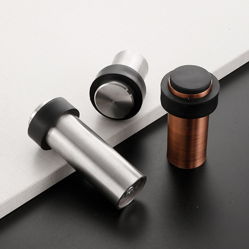 No-punch stainless steel round door stop Rubber anti-collision door stop Safety home cylindrical door floor-mounted door stop