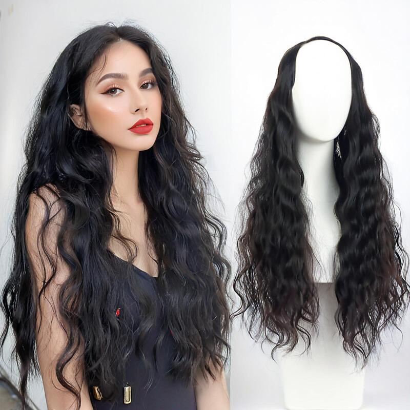 Shake shop one-piece wig women's online red corn whiskers curly hair half cover natural fluffy hair in stock hair first