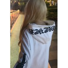 美式高街字母刺绣重工亮片连帽卫衣女秋冬加绒加厚宽松情侣装外套