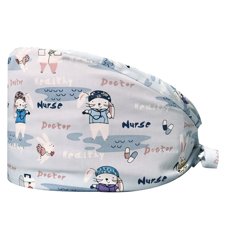 Venta caliente de Europa y América Mickey casquillo de la enfermera médico tapa de impresión de algodón puro sombrero de trabajo de exportación de comercio exterior en la acción al por mayor
