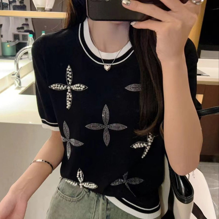 White Knit Short Sleeve Top 2