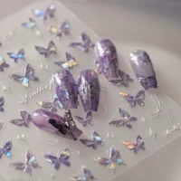 Оболочка светлая синяя бабочка маникюрная наклейка новая сетка красная сломанная фиолетовая бабочка красивая наклейка для ногтей