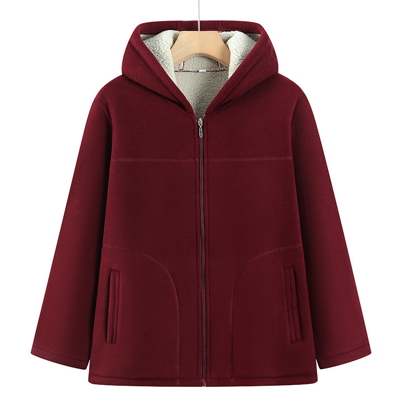 Mother's autumn and winter fleece jacket, loose polar fleece hooded sweatshirt for women, grandma's clothing, middle-aged and elderly women's cardigan Mother's autumn and winter fleece jacket, loose polar fleece hooded sweatshirt for women, grandma's clothing, middle-aged and elderly women's cardigan
