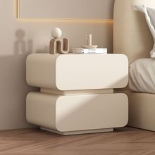 奶油风床头柜简约现代实木床头收纳柜家用床柜子卧室小型床边柜