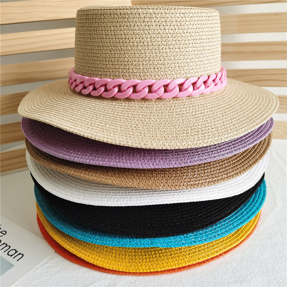 Unisex Fashion Solid Color Big Eaves Straw Hat display picture 2