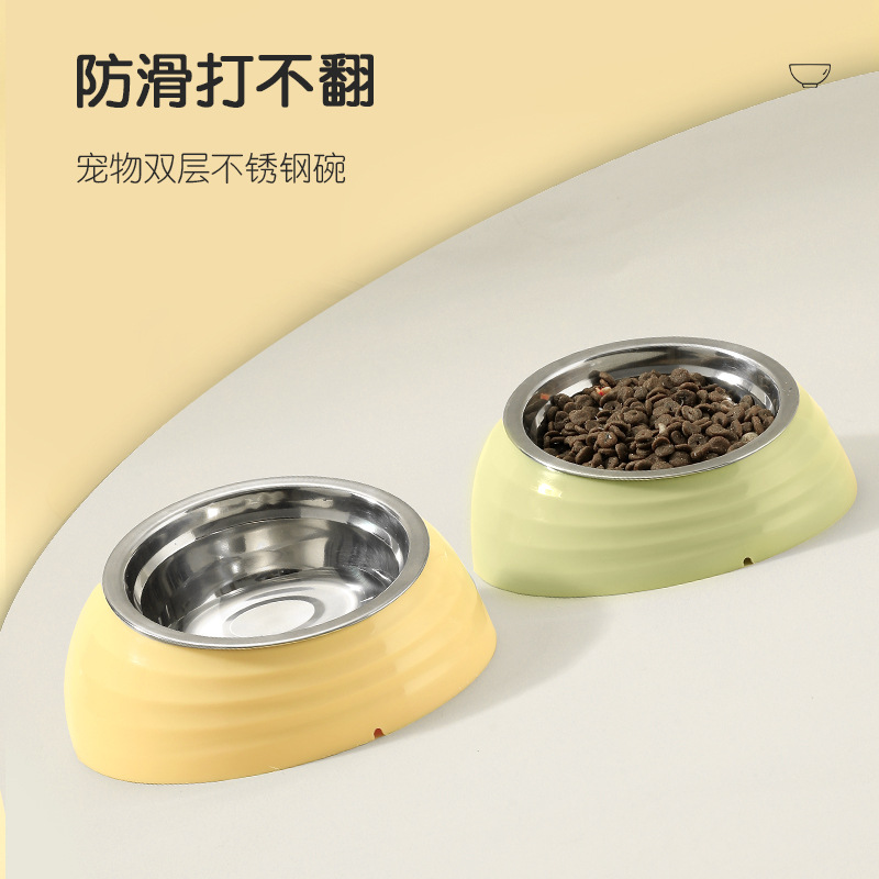 Nuevo tazón original para mascotas de acero inoxidable tazón para gatos tazón para perros alimentador cuello de protección boca inclinada tazón de comida para gatos tazón para perros utensilios para mascotas
