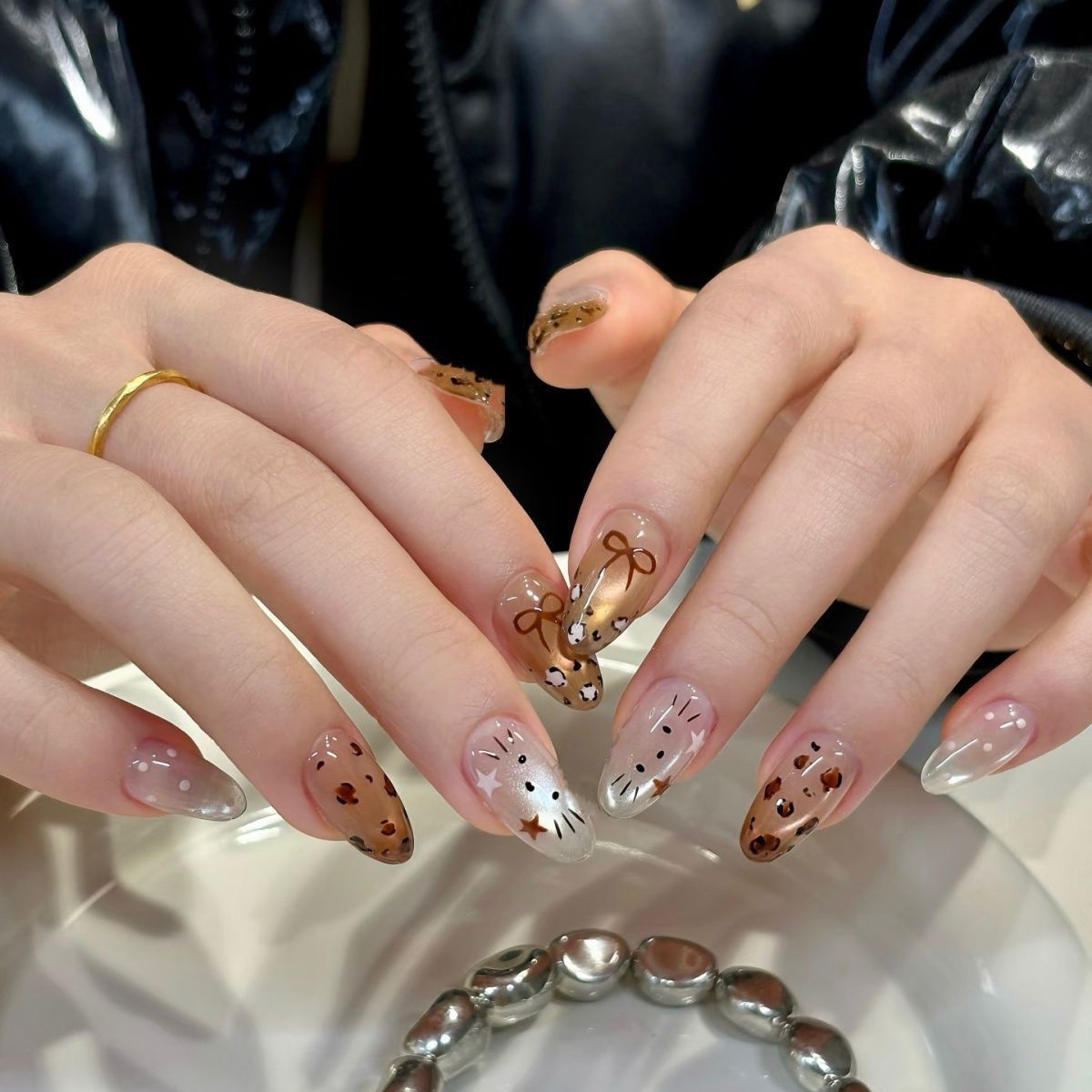 Ambiente dulce, polvo helado, uñas de ojo de gato, nuevas pegatinas de uñas de alta calidad, uñas postizas, uñas de uñas hechas a mano, uñas
