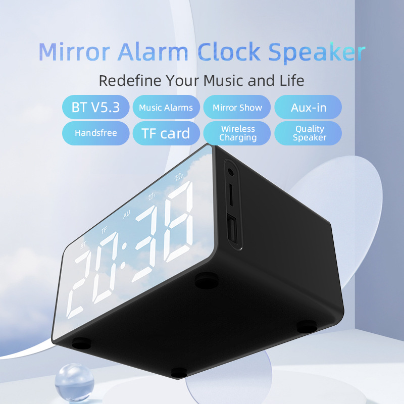Altavoz Bluetooth nuevo reloj de carga inalámbrica LED despertador audio Comercio exterior popular nuevo carga inalámbrica Bluetooth audio