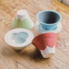 日本富士山手冲咖啡滤杯陶瓷免滤纸过滤器漏斗式分享壶