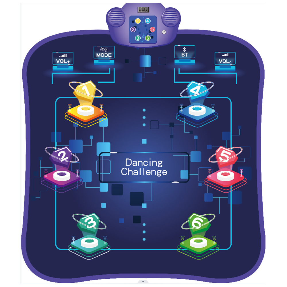 Foreign Trade Children's Music Dance Mat for Ages 3-8, Educational Fitness Exercise, Challenge Game, Bluetooth Scoring, English, Eco-Friendly