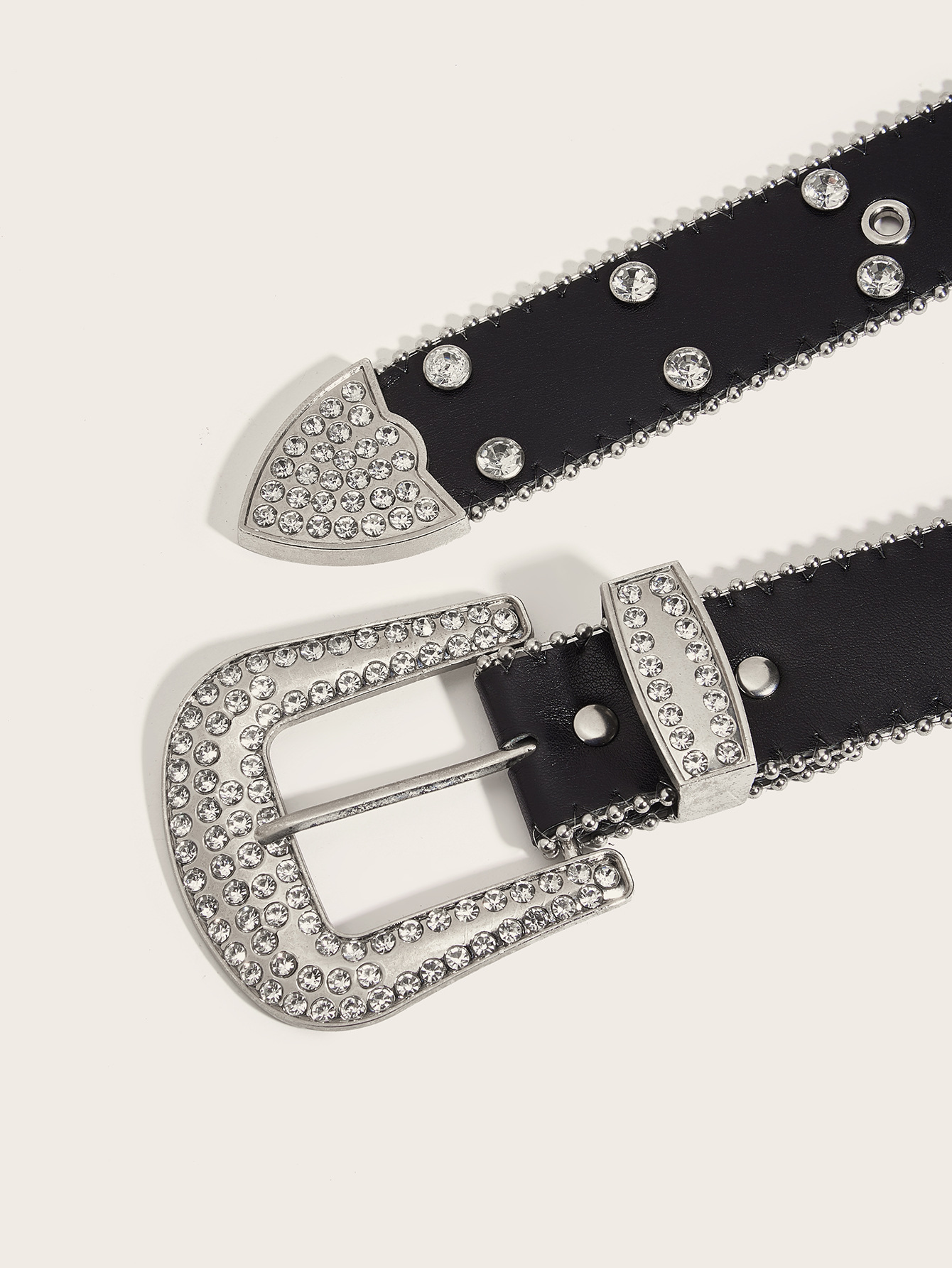 European And American Cross-Border Rhinestone Belt For Men, Inlaid With Sparkling Rhinestones, Hip-Hop Punk Style,_voghion.com