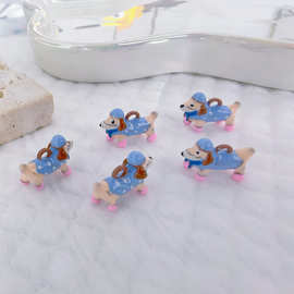 diy饰品配件彩色滴油腊肠狗挂件可爱卡通动物串珠项链小众吊坠