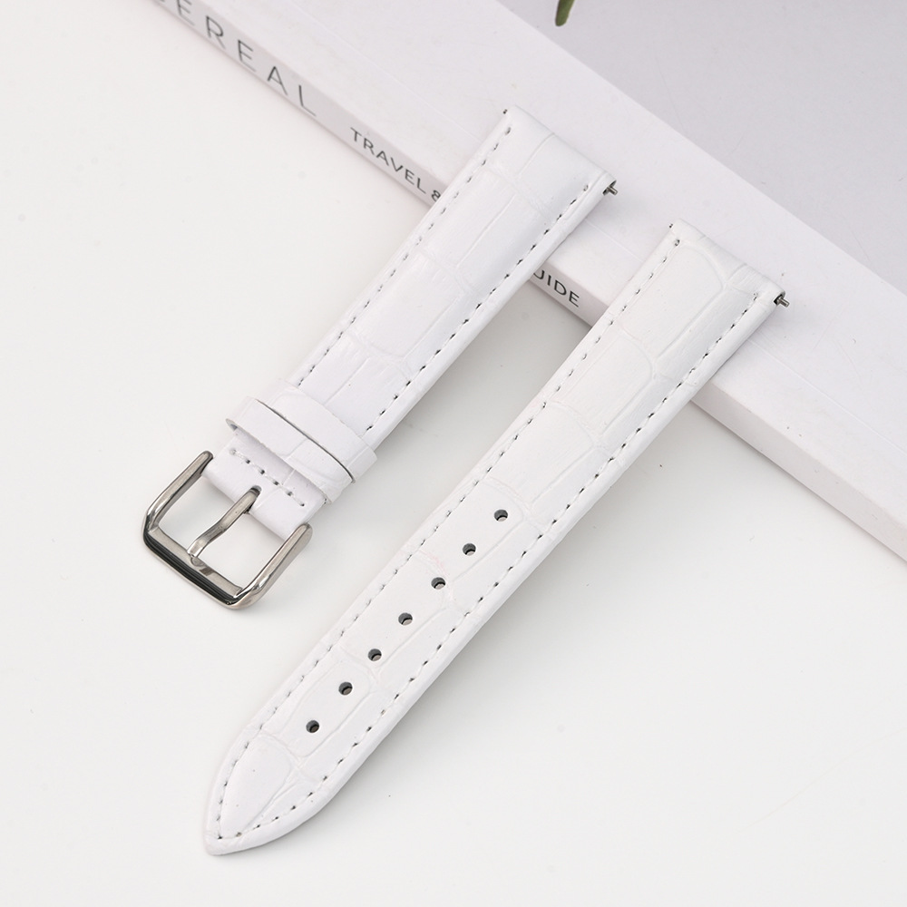 Correa de cuero con estampado de cocodrilo de venta caliente Correa de hebilla de aguja de bambú de múltiples especificaciones Correa de reloj de color unisex con interruptor