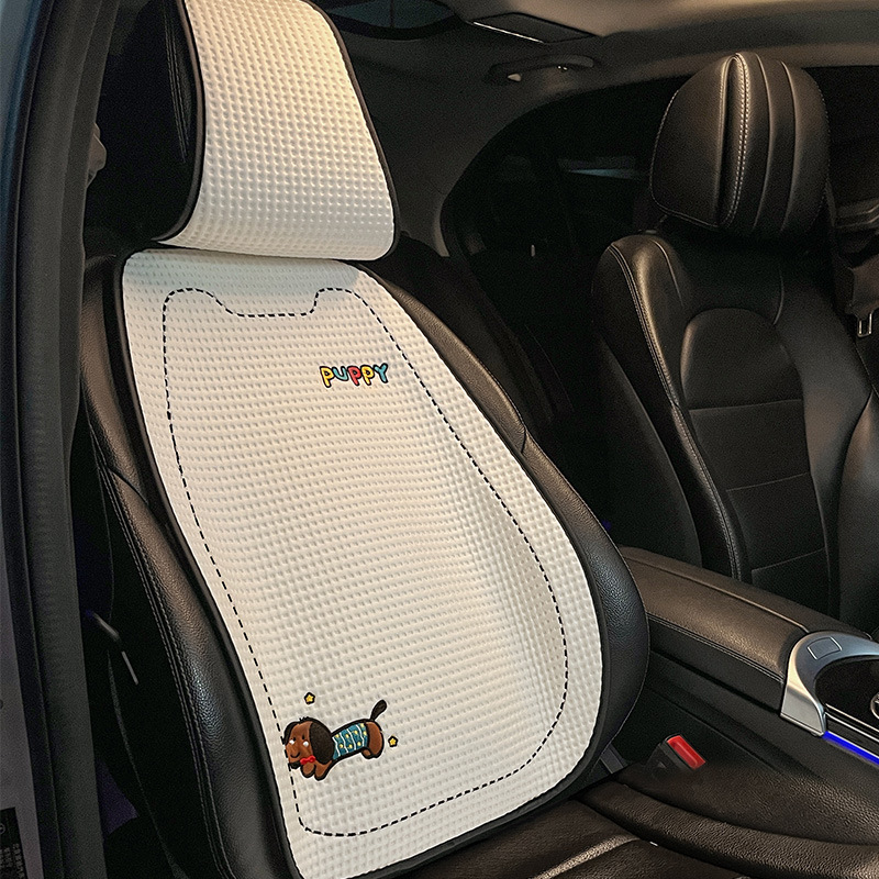 夏のカーシートクッションアイスシルククールクッション通気性オールシーズン漫画かわいい子犬車のインテリアカーシートカバー|undefined