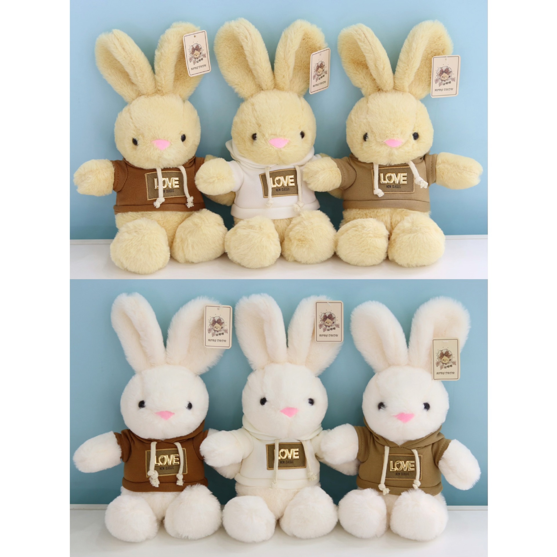 Conejo muñeca lindo conejo blanco juguetes de peluche con suéter conejo muñeca animal transfronterizo muñeca conejo agarrador