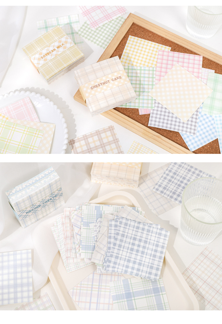 Cartoon Style Style Paper Dyed Lattice Element Series Fresh Hand Account Message Note Paper