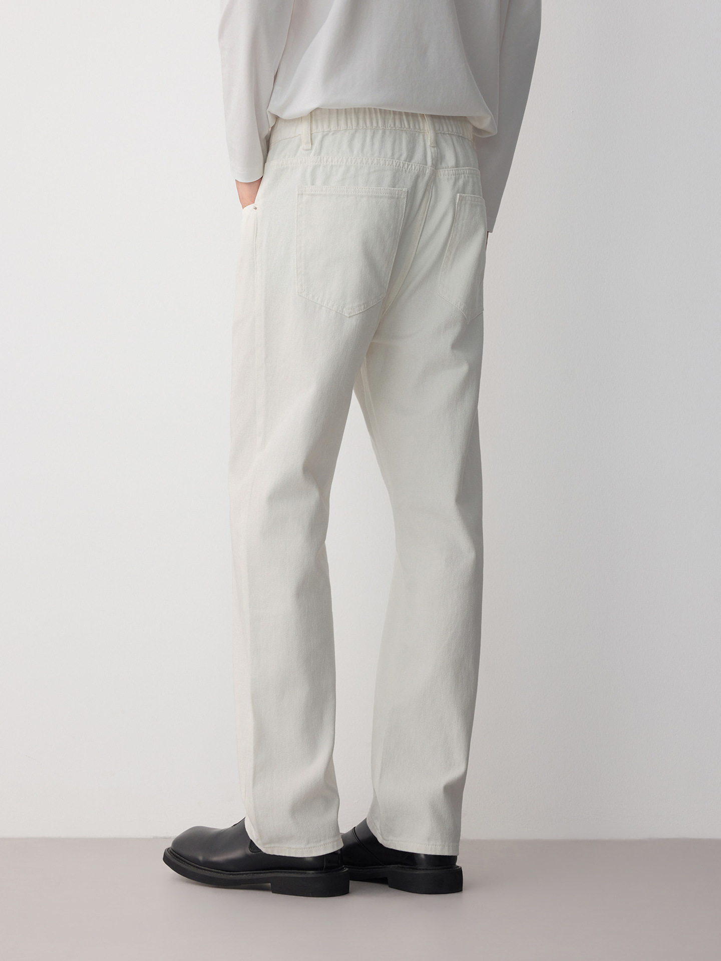 Quần jean nam slim công sở cotton cao cấp — trắng