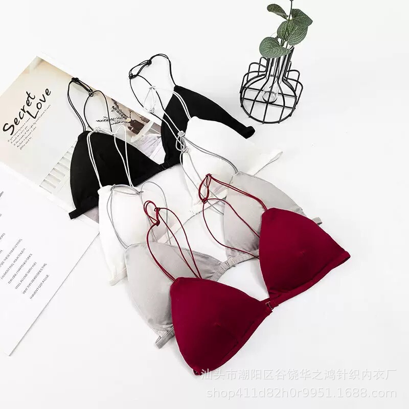 Foreign Trade Sexy French-Style Front-Closure Strapless Bra for Young Girls, Sports Wire Sling Triangle Bowl Bra, Beautiful Vest Wrap Bra