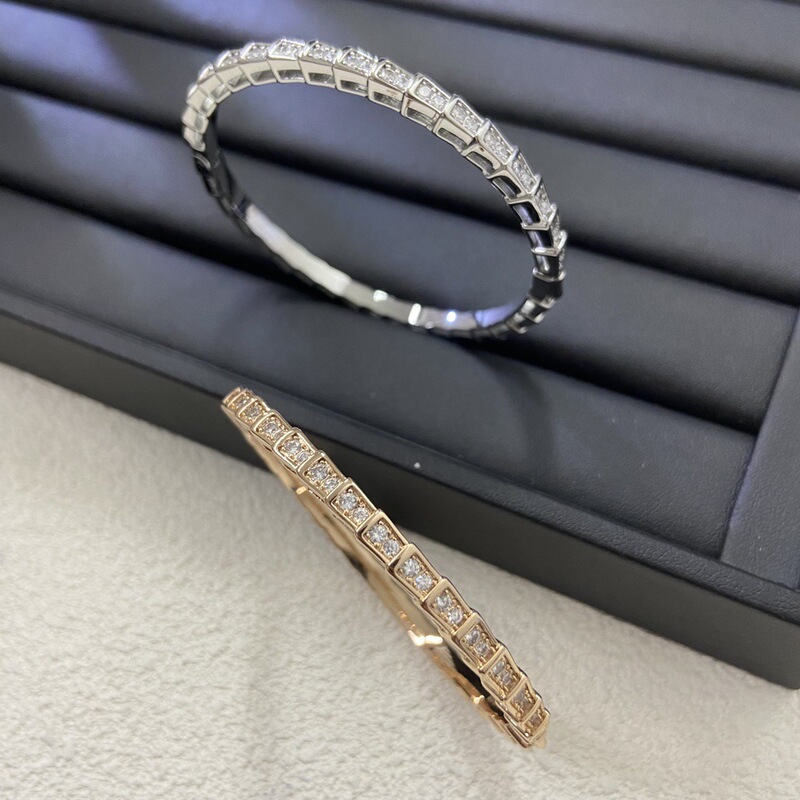 Cross-Border Baojia New Cnc Snake Bone Exquisite Snake-Shaped Full Diamond Fashion Versatile Bracelet Closed Bangle Light Luxury Niche