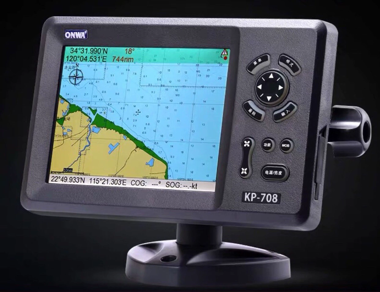 Onwa7-inch Спутниковый навигатор GPS для морской навигации и позиционирования рыбалки с цветовой диаграммой долготы и широты цветовой карты KP708