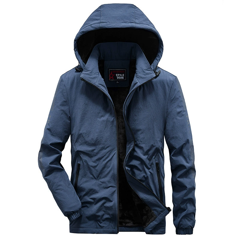 Мужская Утепленная эластичная куртка с флисовой подкладкой на флисовой подкладке ветровка Повседневная Свободная куртка больших размеров с воротником ветровка