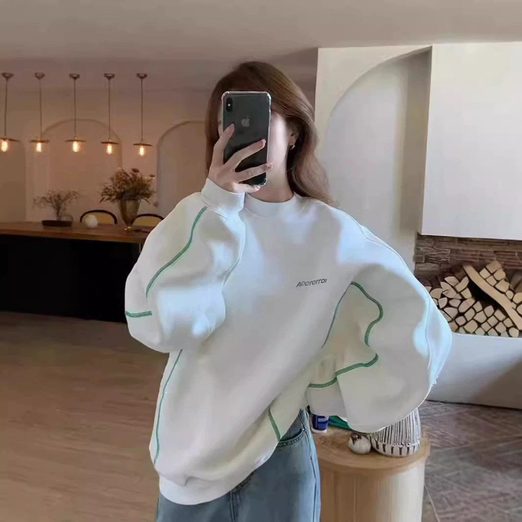 Пятно ADER осень-зима нишевые цвета в полоску с круглым воротником свитер корейская версия свободного повседневного буквенно вышитого чехла свитера